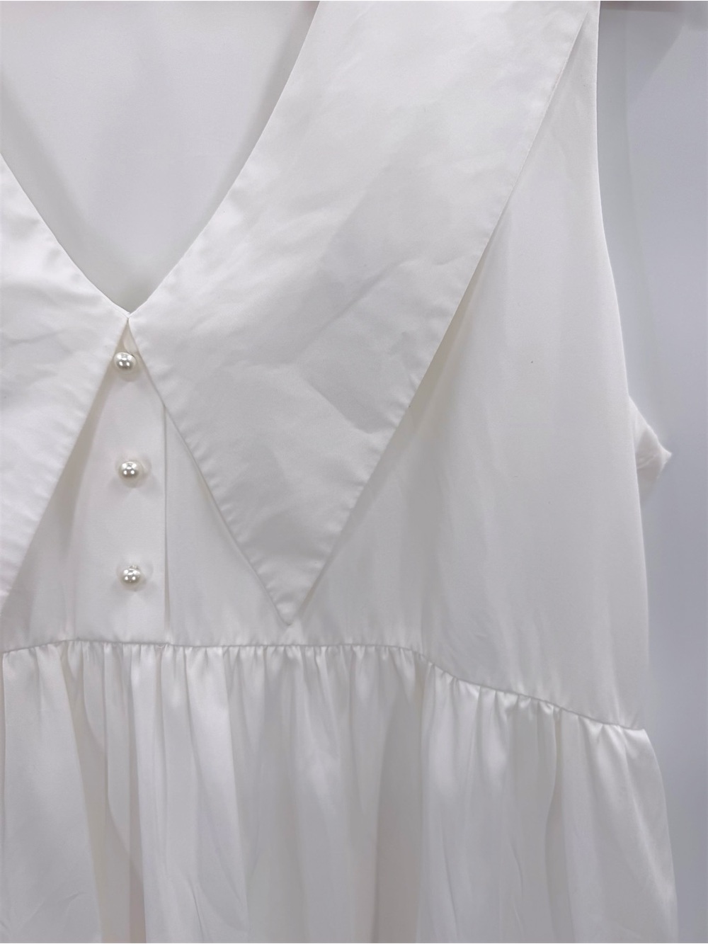 Amanda Uprichard White Tiered Mini Dress M Oversized Collar Babydoll Coastal - Picture 8 of 12